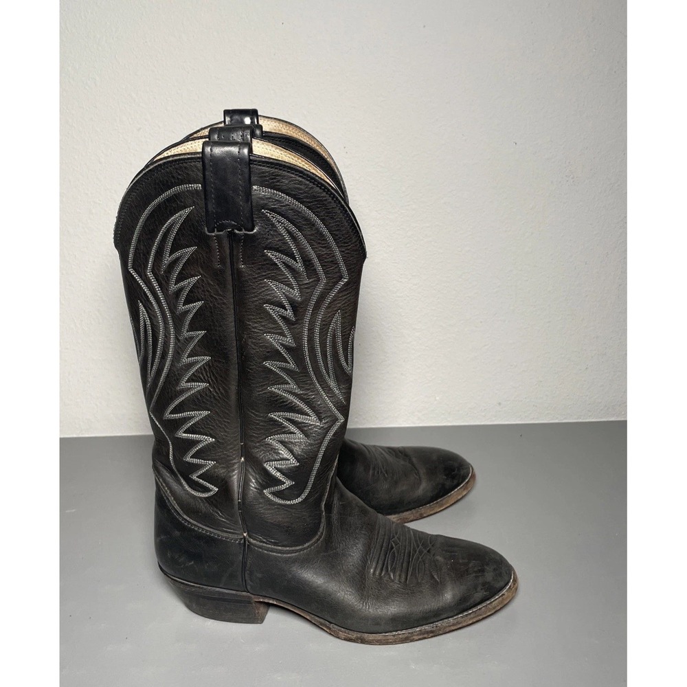 Nocona Boots Men's Black Leather Western Cowboy 7.5D Made In USA